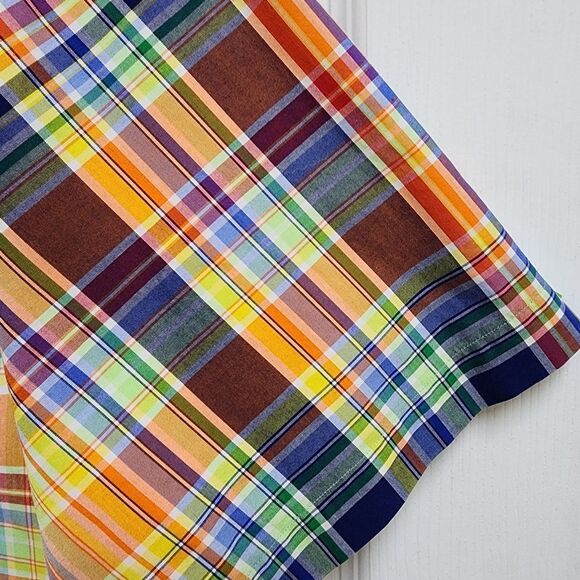 Ralph Lauren Shirt Men XL Multicolor Plaid Classic Fit Short Slv Pony Preppy Vtg - Picture 6 of 7